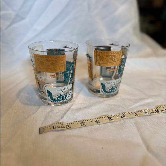 Vintage Vacation Libbey Glass Tumblers - Gold and Blue - Picture 3 of 9